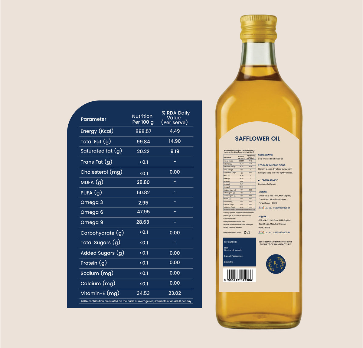Cold Pressed Safflower Oil